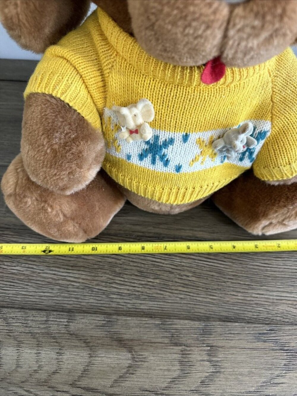 Vtg Sno Buddies Plush Dog Yellow Sweater Snowflake 14" By R. Dakin & Co. 1985 - Picture 7 of 11